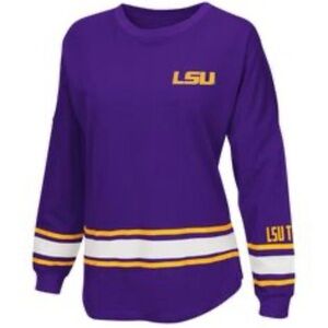 Colosseum LSU Tigers women's oversized long-sleeve t-shirt Size L Purple Gold